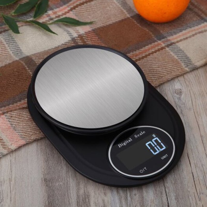 Digital Kitchen Scale Battery Portable Backlit Lcd Screen 5Kg / 1G Black