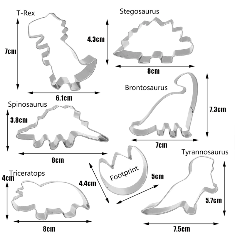 7Pcsset Stainless Steel Dinosaur Cookie Cutters Baking Tools