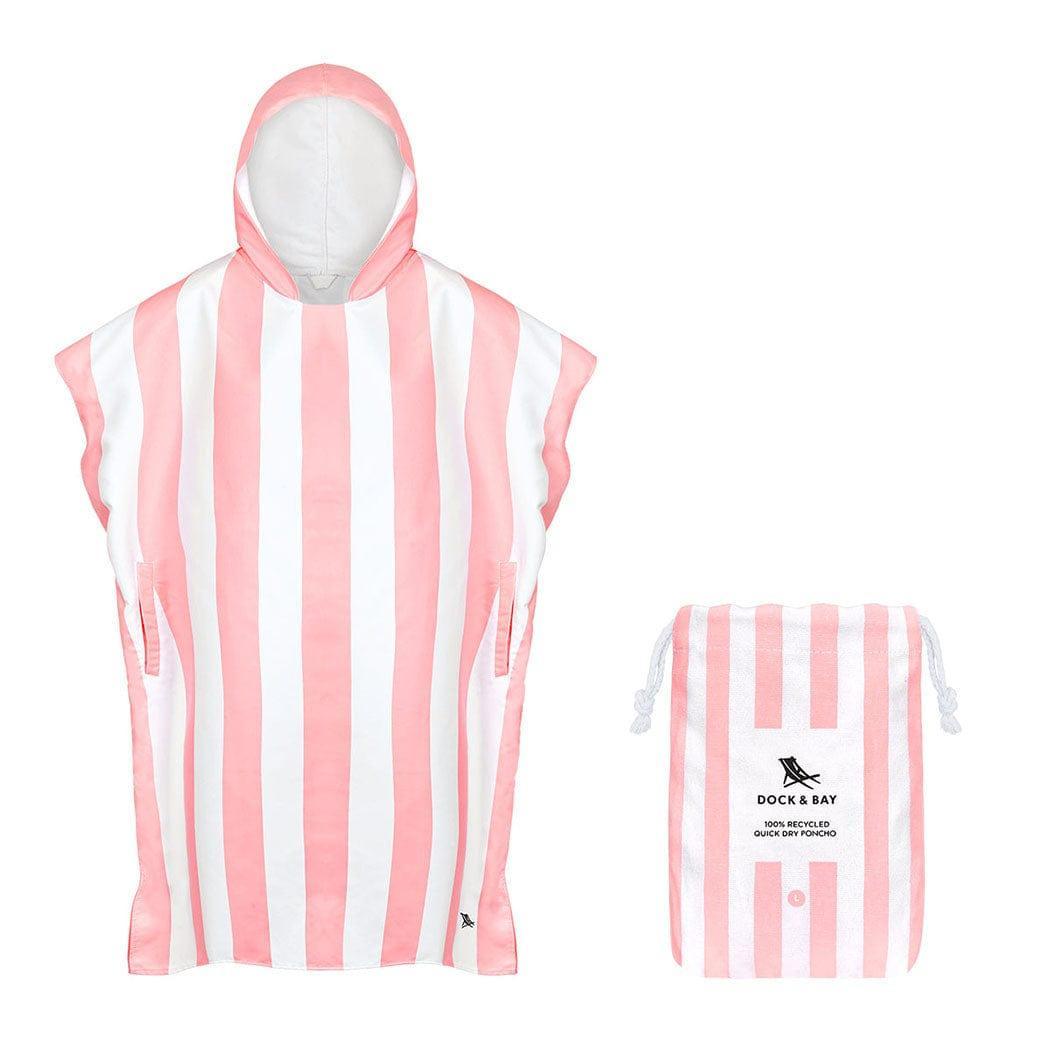 Dock & Bay Adult Poncho Hooded Towel | Cabana Collection Malibu Pink S
