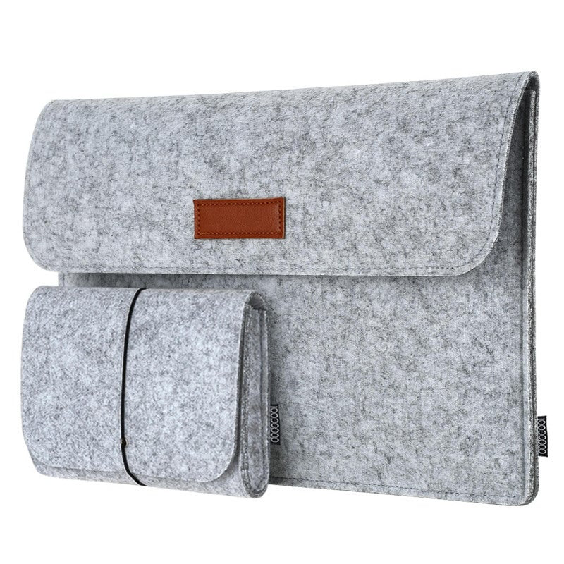 13.3- 15.6 Inch Felt Sleeve Laptop Bag With Extra Storage And Mouse Pad Case