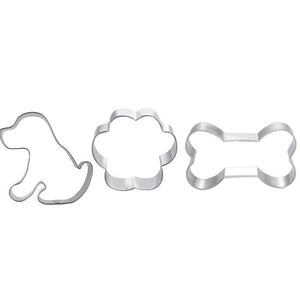 3Pcs Metal Cookie Cutter Paw Dog Puppy Bone Design