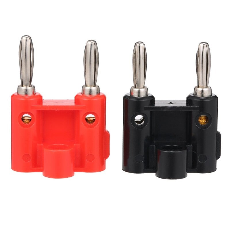 Double Row Banana 4Mm Plug Black Red Speaker Adapter Audio Lantern Cross Connector 2