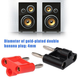 Double Row Banana 4Mm Plug Black Red Speaker Adapter Audio Lantern Cross Connector 2