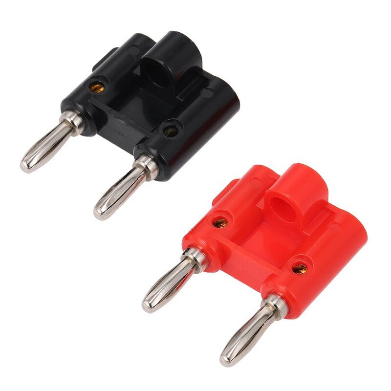 Double Row Banana 4Mm Plug Black Red Speaker Adapter Audio Lantern Cross Connector 2