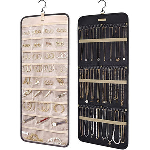 Double Sided Hanging Jewelry Display Organizer Storage Roll With Hook