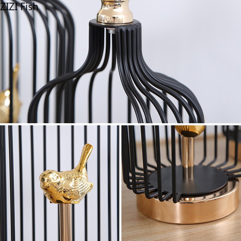 52 Centimetre Golden Handle Birdcage Tabletop Home Decor Sculptures Figurines