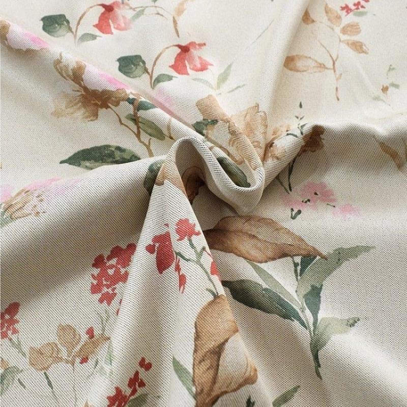 500Cm Beige Flower Design Modern Luxury Retro Style Curtain For Decor