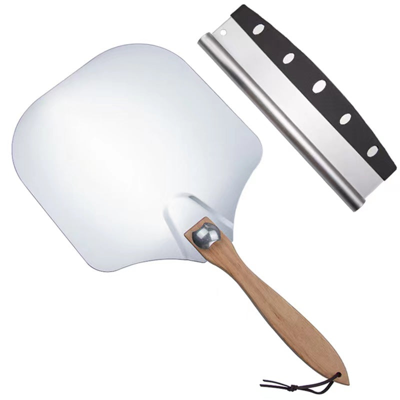 12 Inch By 14 Pizza Cutter And Shovel With Foldable Wooden Handle Bakeware Kitchen Tools