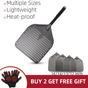 Pizza Shovel 28 Centimetre X 58 Dark Grey Perforated Peel With Metal Handle