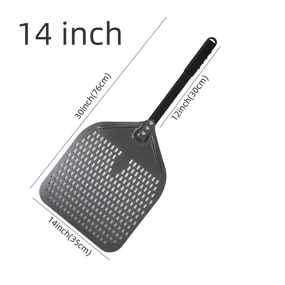 Pizza Shovel 35 Centimetre X 76 Dark Grey For Perforated Peel Metal Handle Oven Baking Accessory