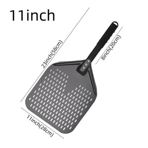 Pizza Shovel 28 Centimetre X 58 Dark Grey Perforated Peel With Metal Handle