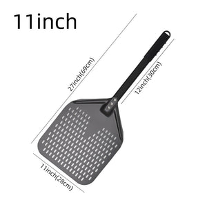 Pizza Shovel 28Cm X 69Cm Dark Grey For Perforated Peel With Metal Handle