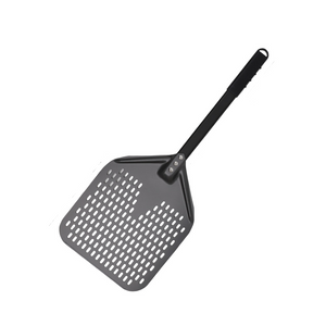 Pizza Shovel 28Cm X 69Cm Dark Grey For Perforated Peel With Metal Handle