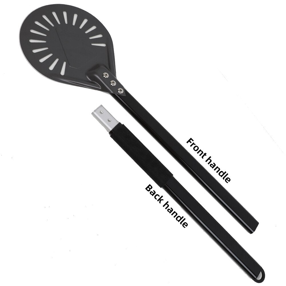 Pizza Shovel 98 Centimetre Silver Perforated Peel Metal Handle Baking Accessory