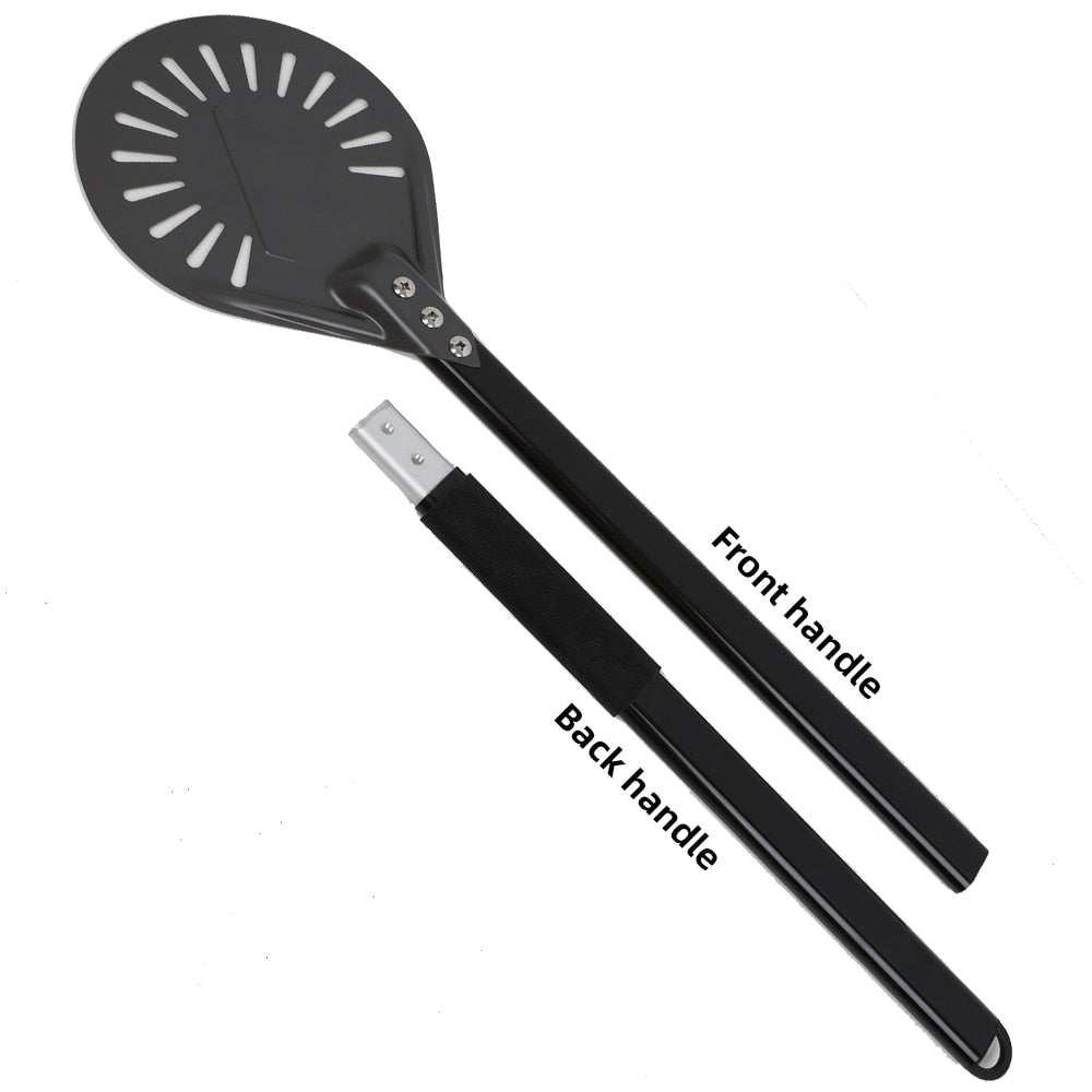 Pizza Shovel 102.5 Centimetre Dark Grey Perforated Peel Metal Handle Baking Tool