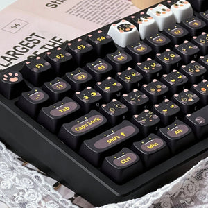 Keycap Keyboard Black Cat 142 Keys Profile Cute Naughty Switch Theme Layout