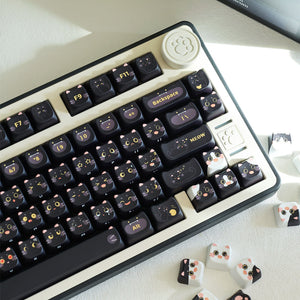 Keycap Keyboard Black Cat 142 Keys Profile Cute Naughty Switch Theme Layout