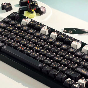 Keycap Keyboard Black Cat 142 Keys Profile Cute Naughty Switch Theme Layout