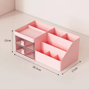 Storage Box Pink Large Capacity Makeup Drawer Organizer For Office Use