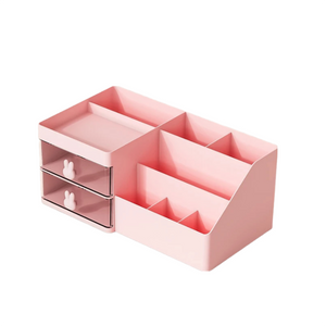 Storage Box Pink Large Capacity Makeup Drawer Organizer For Office Use