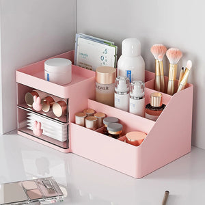 Storage Box Pink Large Capacity Makeup Drawer Organizer For Office Use