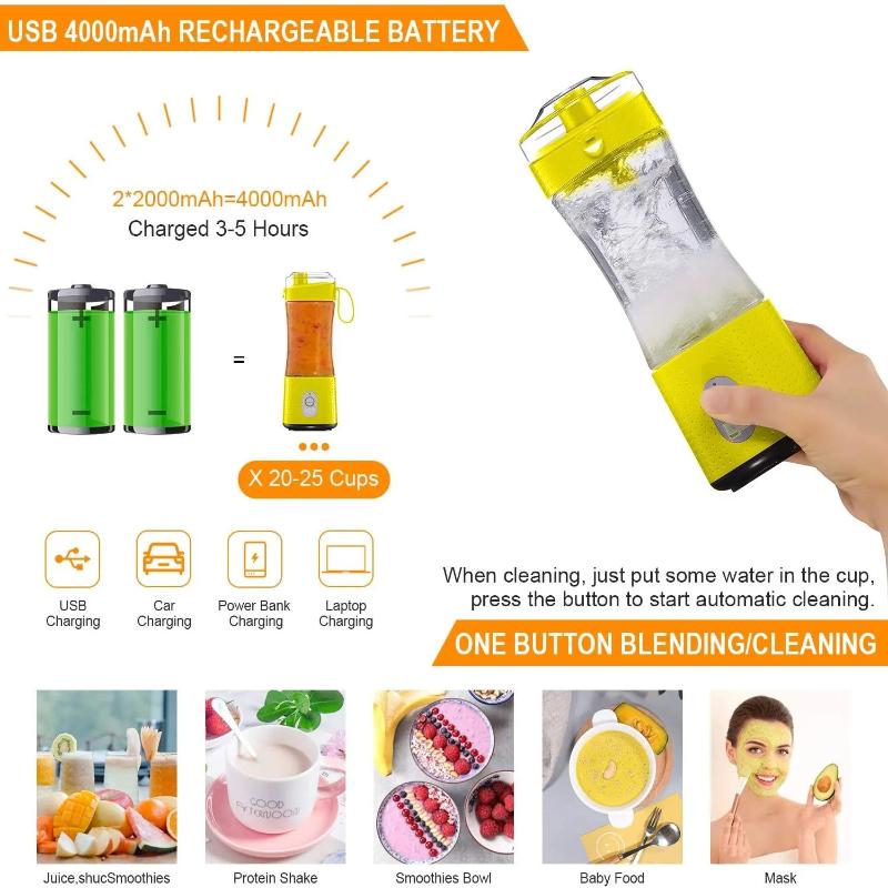 Mini Juicer Green Portable Blender Rechargeable Bottle Shaker 380Ml