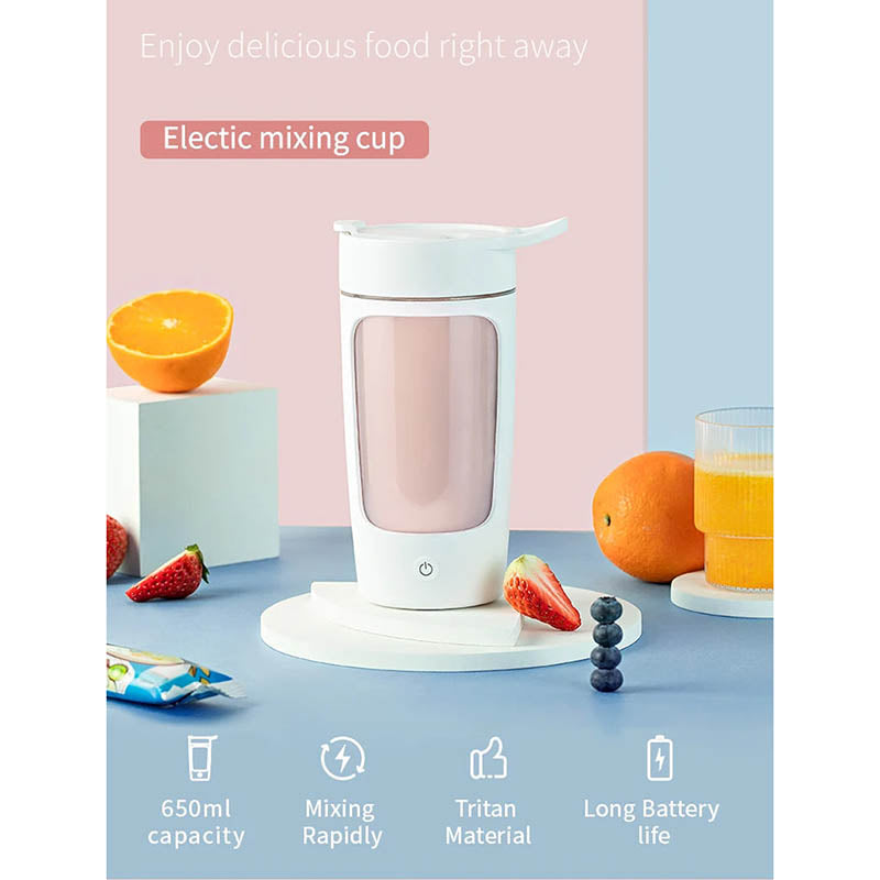 Mini Juicer White 650 Millilitre Rechargeable Electric Bottle Shaker Blender