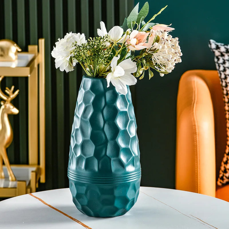 Flower Vase Blue Large Meteorite Nordic Style Table Decor For Garden
