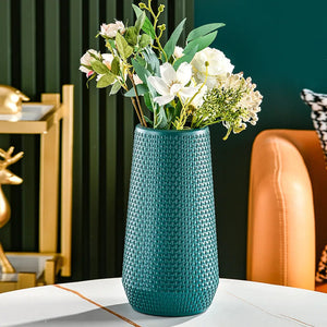 Flower Vase Blue Large Nordic Plastic Pot For Living Room Decor Styling
