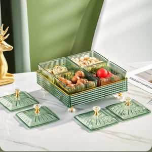 Food Container With Tray Gray Fruit Plate 6 Grids Nordic Plastic Style For Kitchen Dining