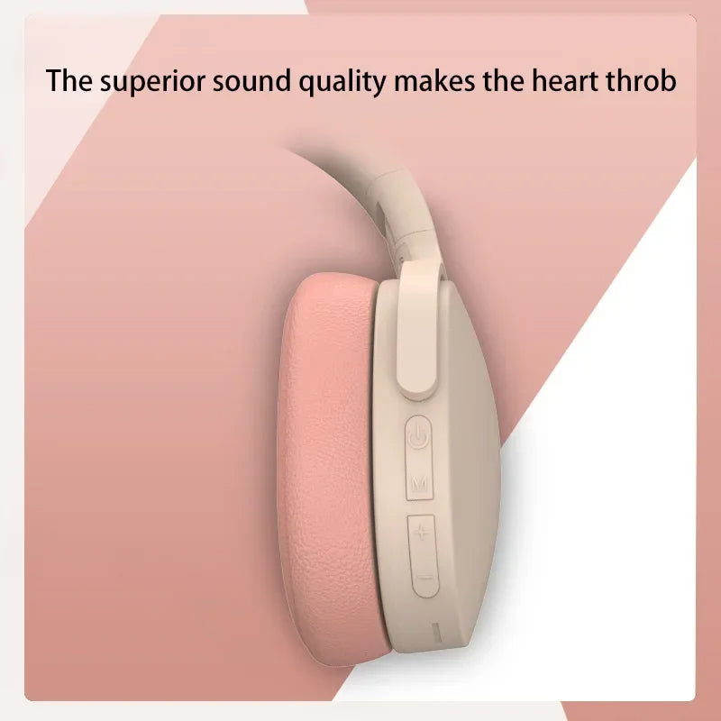 Headphone Pink Bluetooth P2961 9D Stereo Music Hifi Bass P9 Headset Mobile Accessories