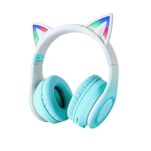 Headphone Green Cat Ear Bluetooth Noise Reduction Foldable Headset For Mobile Accessories