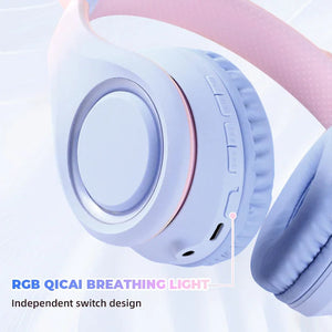 Headphone Green Cat Ear Bluetooth Noise Reduction Foldable Headset For Mobile Accessories
