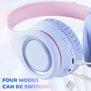 Headphone Green Cat Ear Bluetooth Noise Reduction Foldable Headset For Mobile Accessories