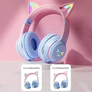 Black Bluetooth Cat Ear Wireless Foldable Headset For Mobile Accessories
