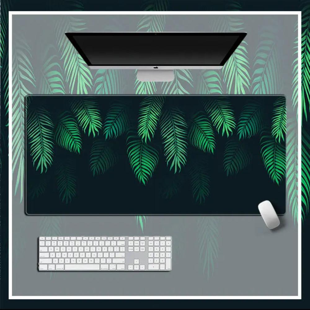 Mouse Pad Green 400X900x5mm Leaves Computer Keyboard Non Slip Rubber Mat