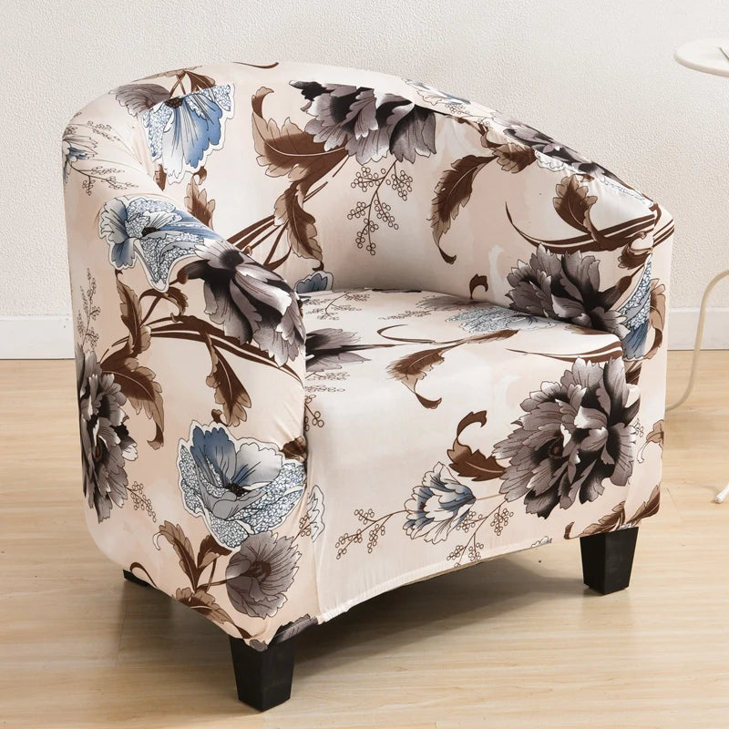 Sofa Cover Beige Floral Print Dust Proof Chair Tub Slipcover Home Decor