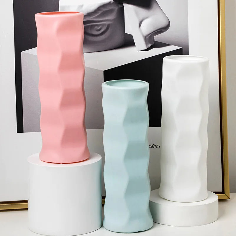 Flower Vase Sky Blue Small Nordic Plastic Table Centerpiece Decor Vases