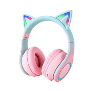 Pink Cat Ear Bluetooth Noise Reduction Foldable Headset For Mobile Accessories