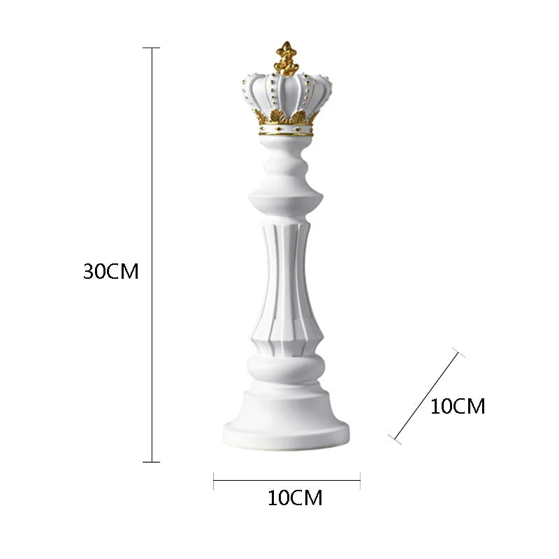 Figurine Chess Piece White King Medium Resin Living Room Decoration Accessory