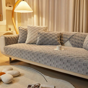 Sofa Towel Super Soft Gray Velvet Plush Non Slip Sectional Covers