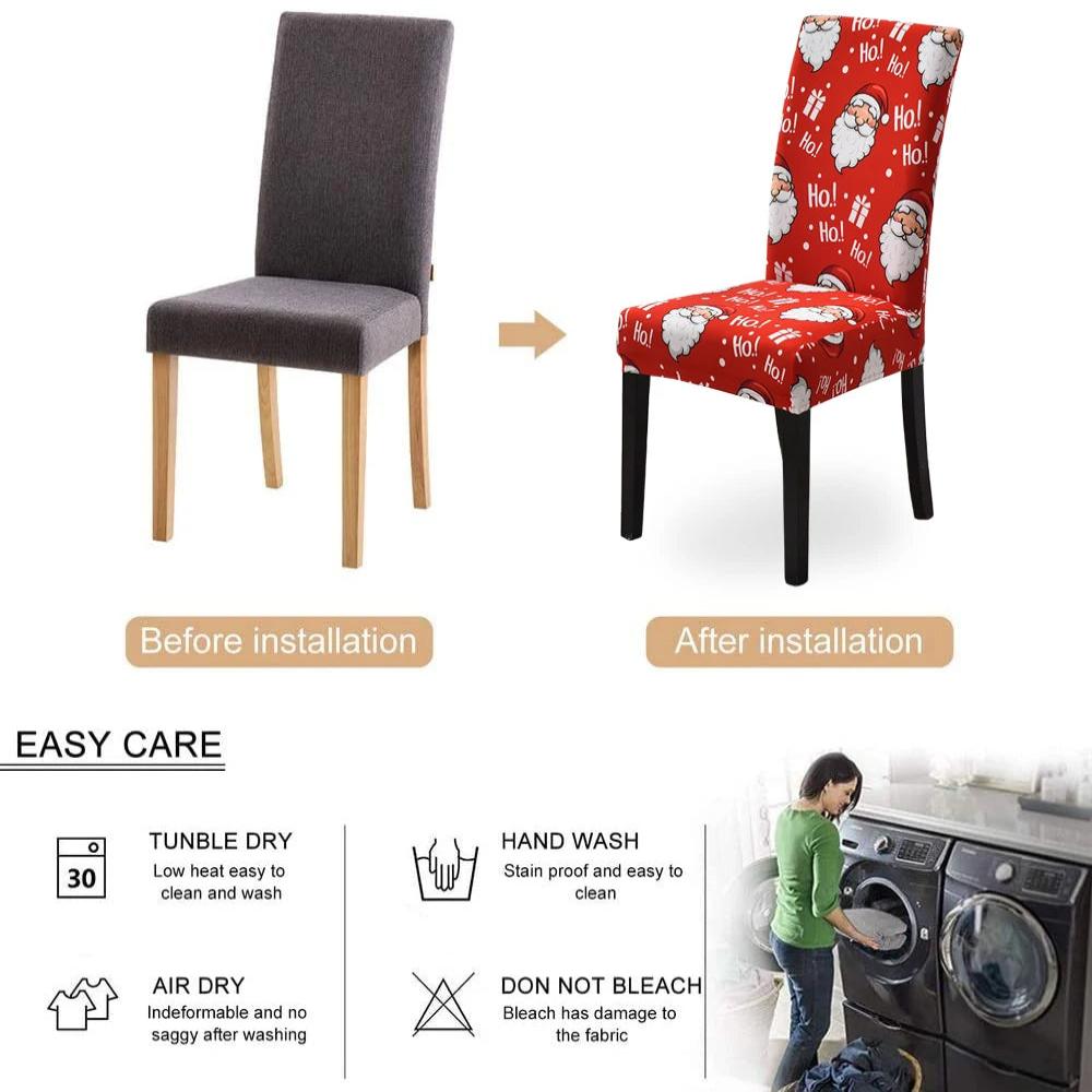 Chair Cover Red Christmas Snowflakes Design Stretchable Dining Slipcover Furniture