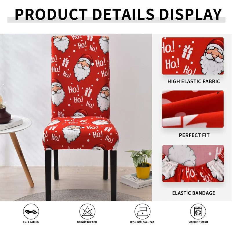 Chair Cover Red Christmas Snowflakes Design Stretchable Dining Slipcover Furniture