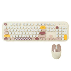 Bluetooth Keyboard Mouse Combo Set Wireless Retro Design For Computers Tablets