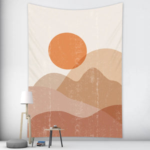 Tapestry Sun Behind The Hill Mural 150X100cm Psychedelic Scene Art Tapestries