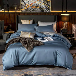 Duvet Comforter Set Double Blue Light Grey Egyptian Cotton Thick Blanket Bedspread