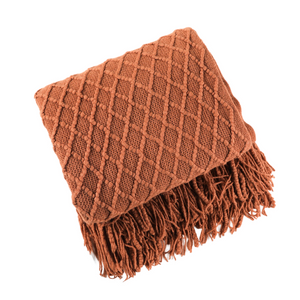 Red Faux Cashmere Sofa Cover Nordic Style Knit Plaid Throw Blanket 127 By 172 Centimetre