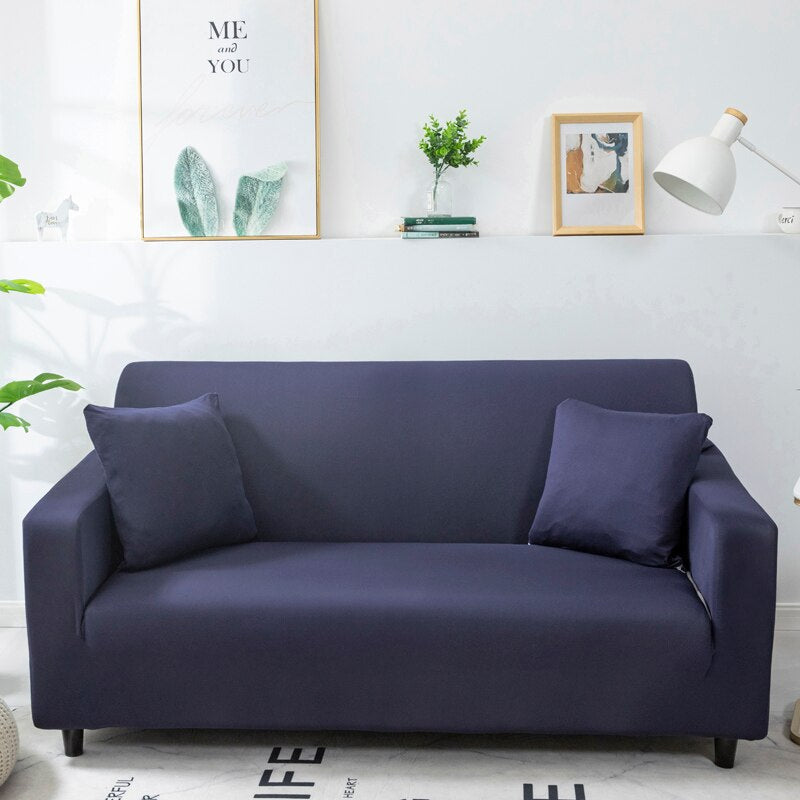 3 Seater Sofa Cover Plain Navy Blue Style Protection For Living Room Chair Slipcovers