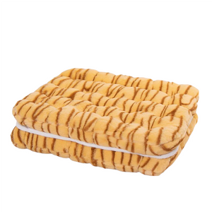Plush Pillow Yellow Tiger Square Double Biscuit Shape Soft Cushion Decor