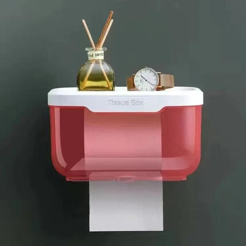 Paper Towel Dispenser Black Wall Mounted Storage Box Toilet Holder Organizer